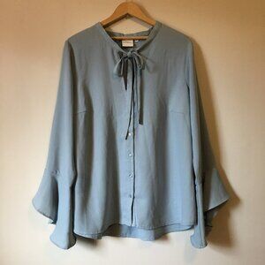 Junarose Evelina Bow Collar Bell Sleeve Blouse 46EU 16US